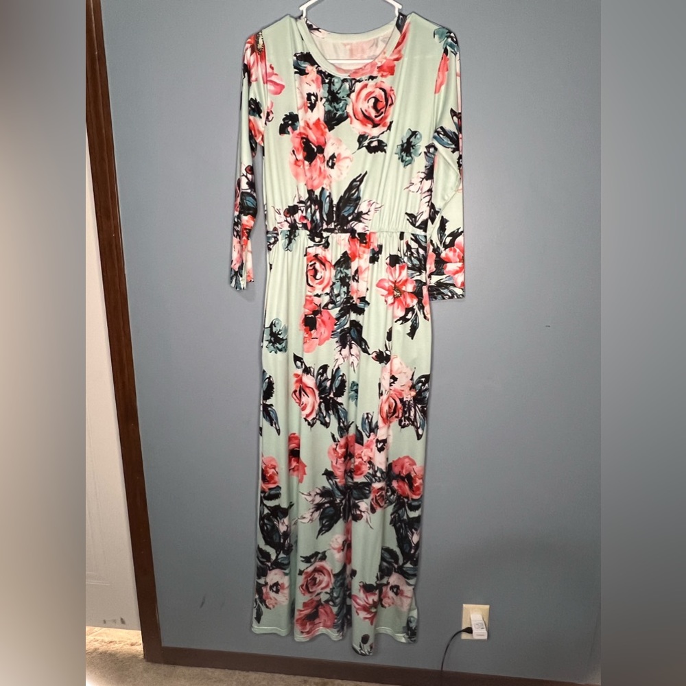 Mint Floral Maxi Dress